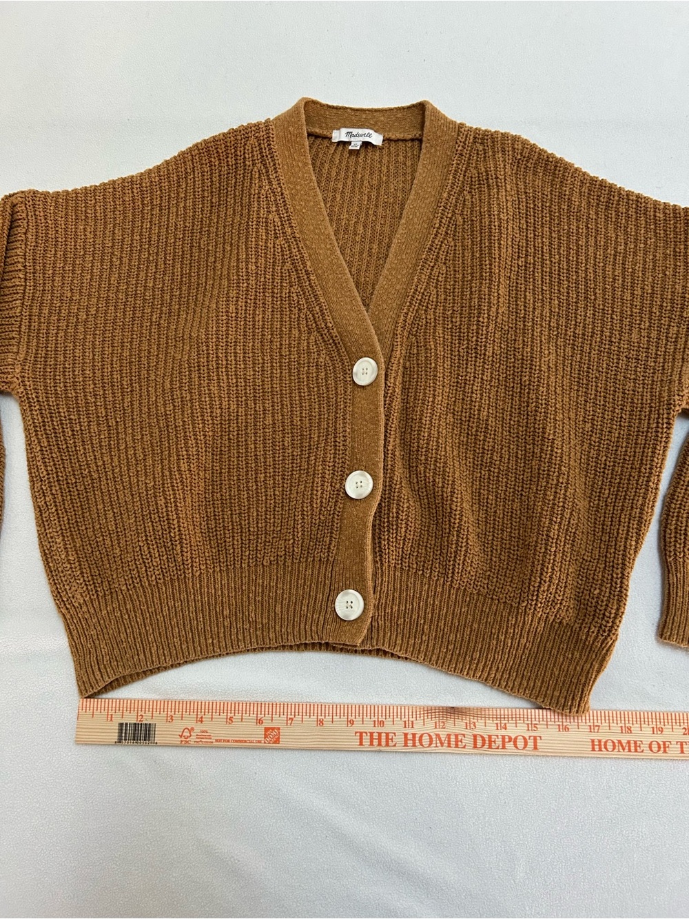 Madewell Camel Ribbed V-Neck Button Cardigan - Picture 6 of 9
